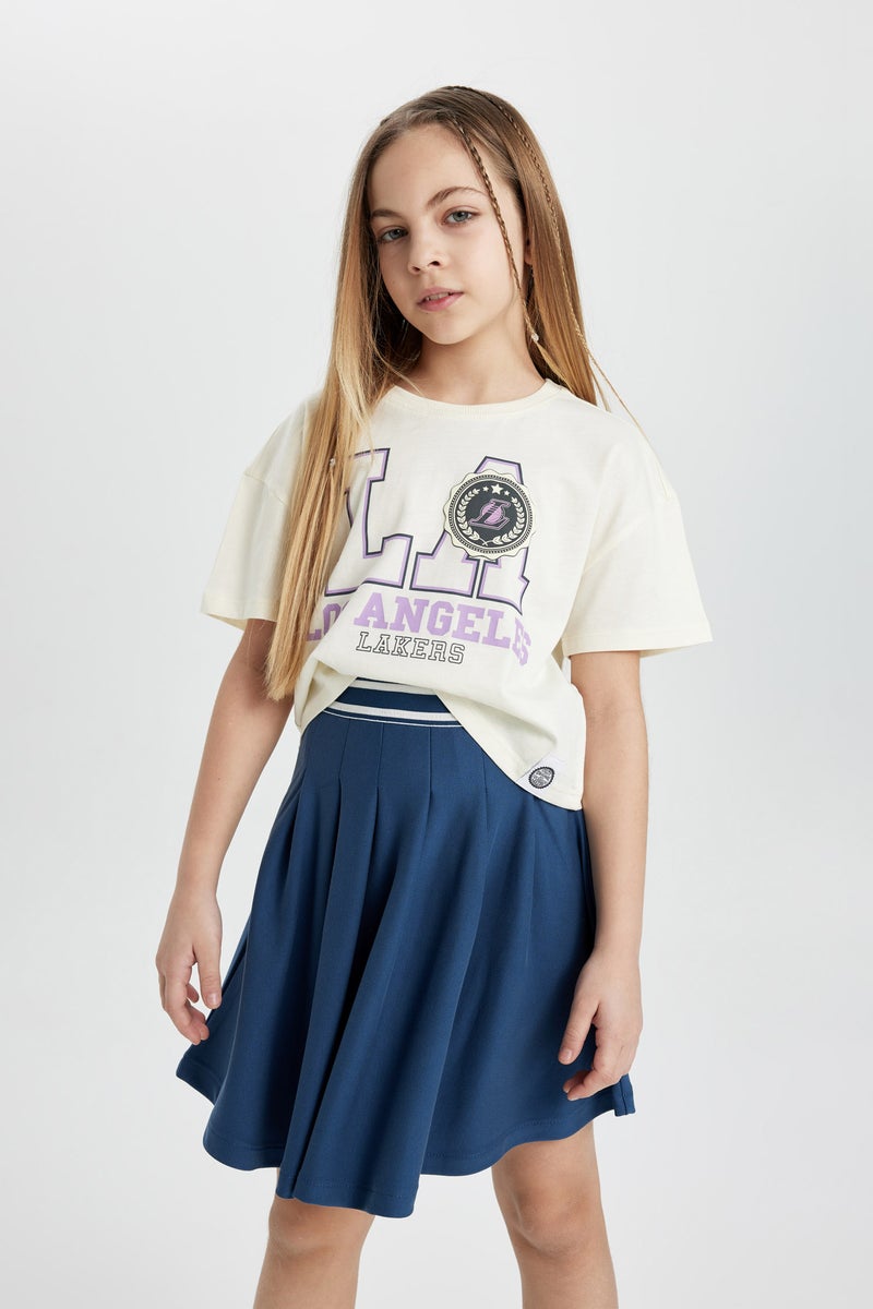 DeFacto Beige Girl Girl NBA Los Angeles Lakers Crew Neck T-Shirt Casual - Image 4